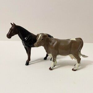 Lot of 2 ERTL Animal Figures Cow and Horse